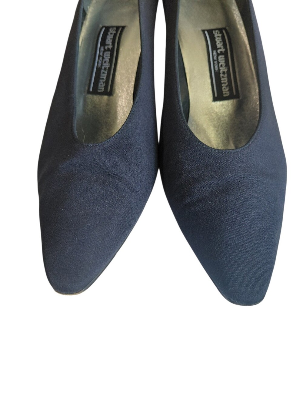 Stuart Weitzman Classic Navy Blue Pointed Toe Kitten Heel Pumps Size 9.5 - Picture 3 of 11